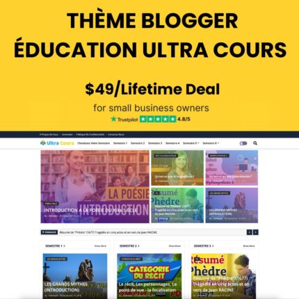 Thème Blogger Éducation – Ultra Cours | Design Moderne pour Blogs & Plateformes de Cours en Ligne
